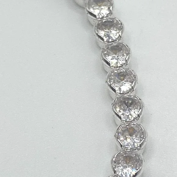 Silver Plated Cubic Zirconia Tennis Bracelet and Earring Set - Picture 7 of 8